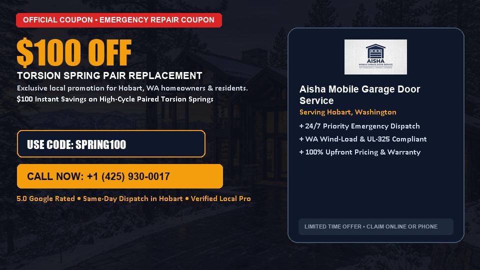 Aisha Mobile Garage Door Service $100 OFF Dual Torsion Spring Replacement