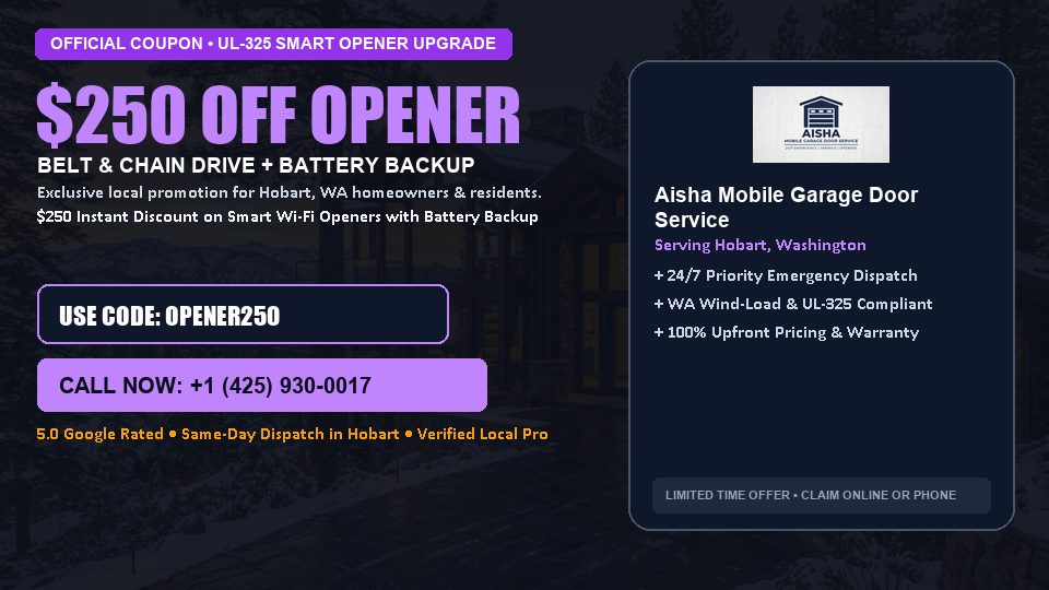 Aisha Mobile Garage Door Service $250 OFF Premium LiftMaster Opener Installation
